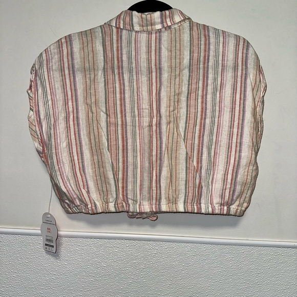 Girls Wonder Nation Striped Crop Top XXL (18) Multi-color Button Down New NWT - Picture 7 of 8